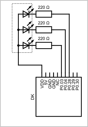 Circuit Diagram for external RGB LED, common anode